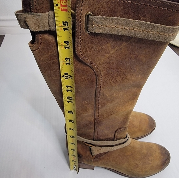 Ugg Darcie Ridding Boots 9.5 Leather Brown Distressed Tall Side Zip 1004172 - Picture 10 of 13